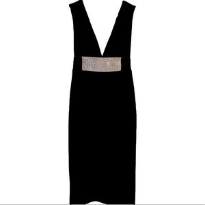 Black Deep V neck dress